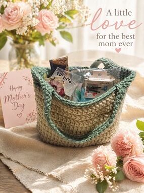 Mother’s Day Bundle— Handmade Crochet Tote Bag Filled With Goodies